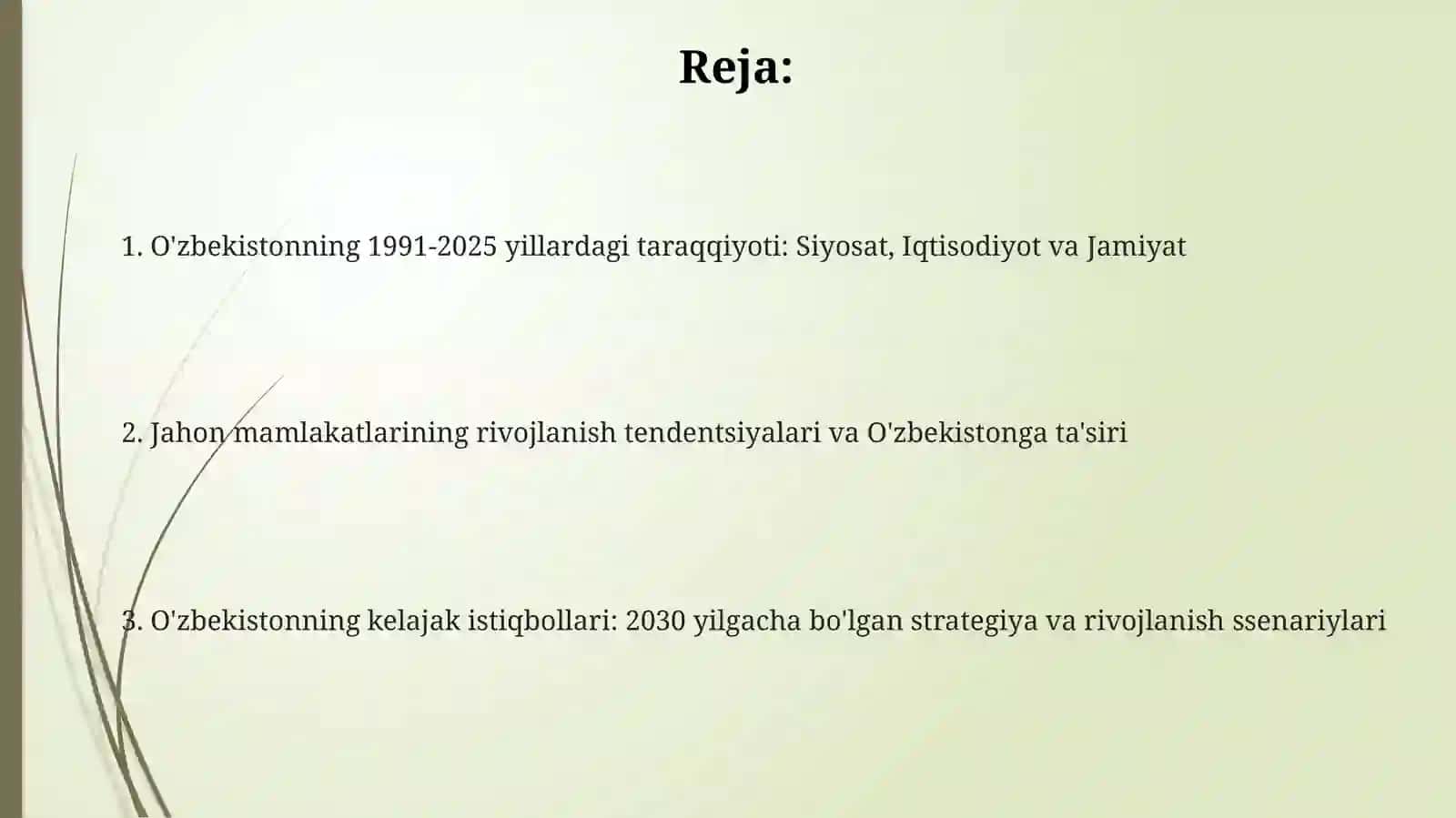 O'zbekiston va Jahon davlatlari taraqqiyoti 2