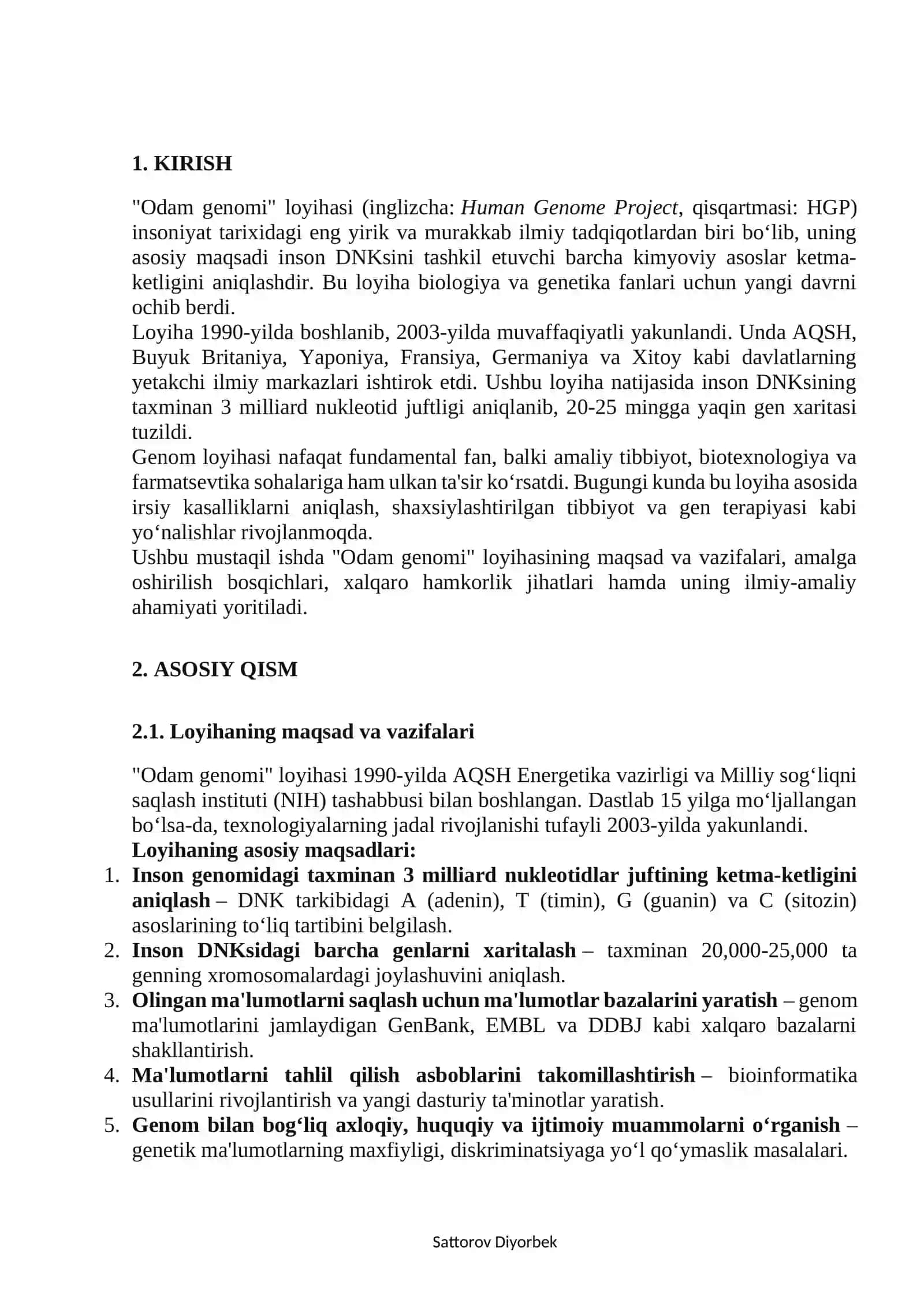“Odam genomi” loyihasi 2