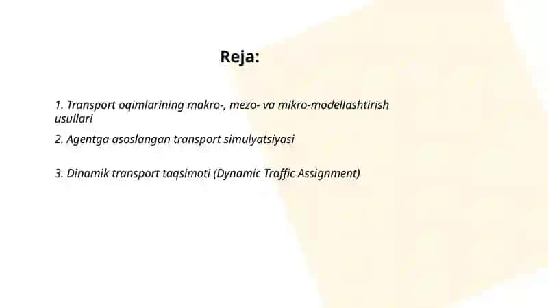 Transport oqimlarini modellashtirishuvchi dasturiy ta'minotlar 2