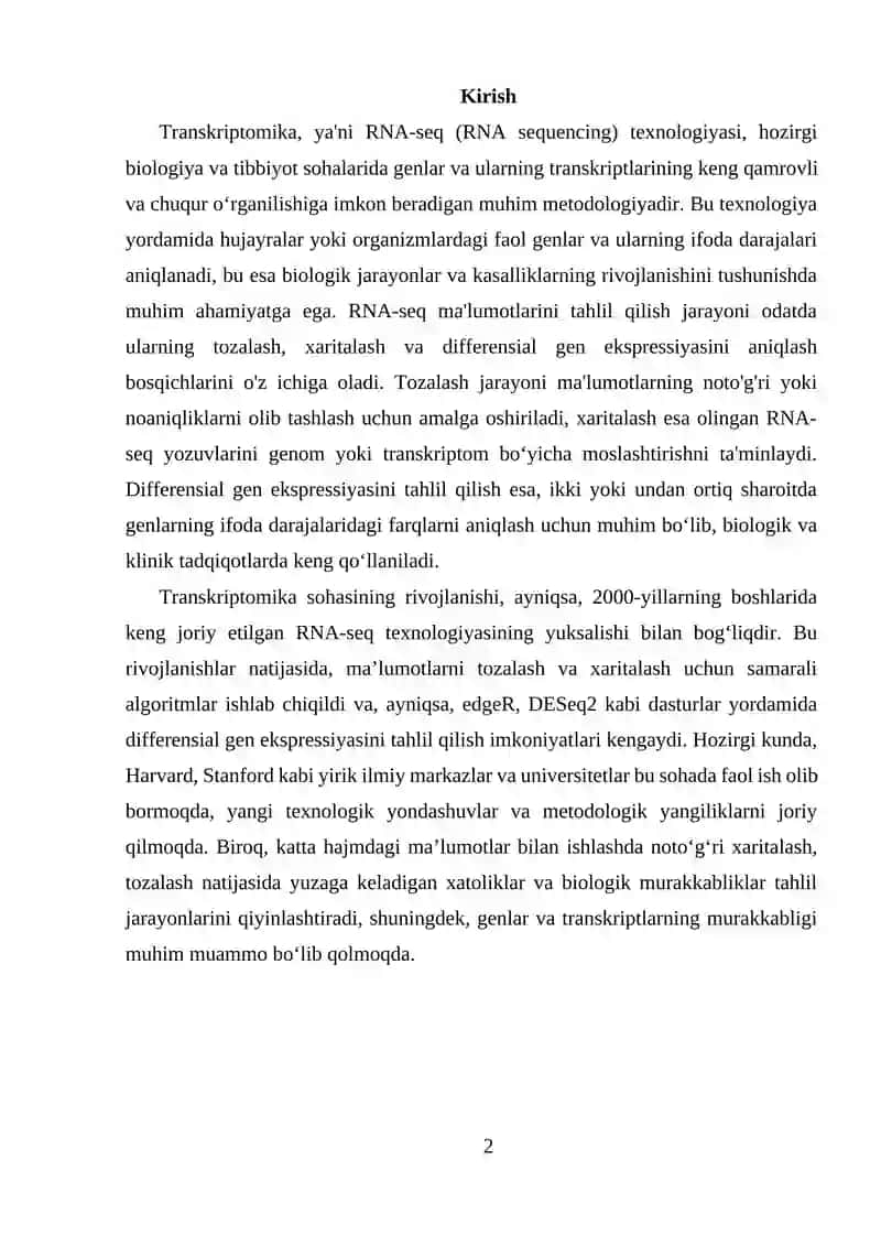 Transkriptomika va RNA-seq Texnologiyasi 2