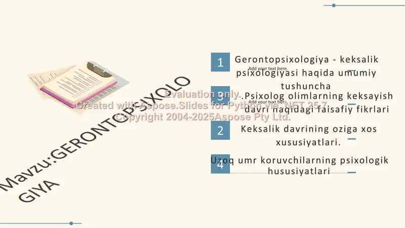 Gerontopsixologiya (mustaqil ish) 2