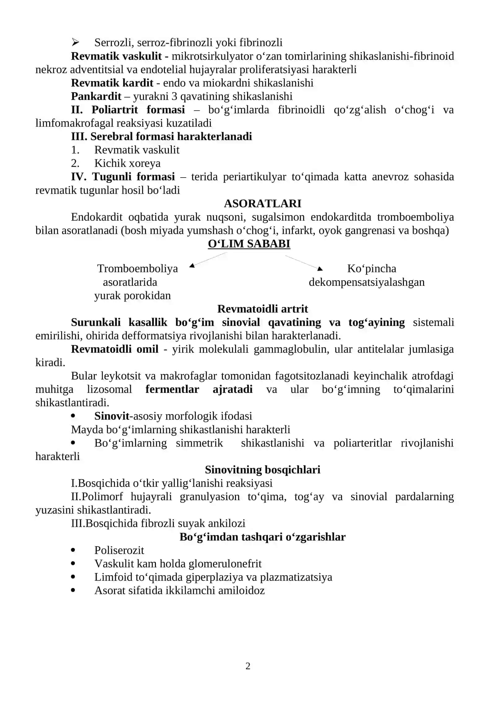 Revmatoidli artrit. Poliartrit. Patomorfologiyasi 2