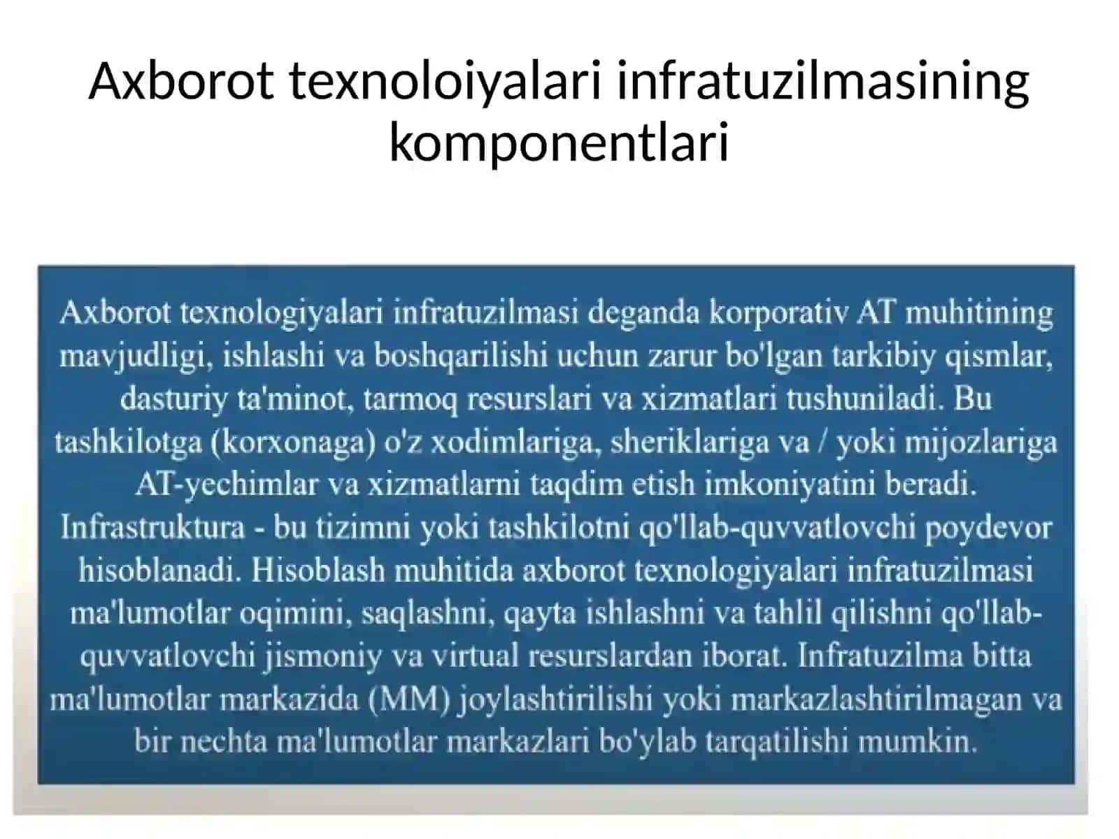 Axborottexnologiyalarining infratuzilmasi 2