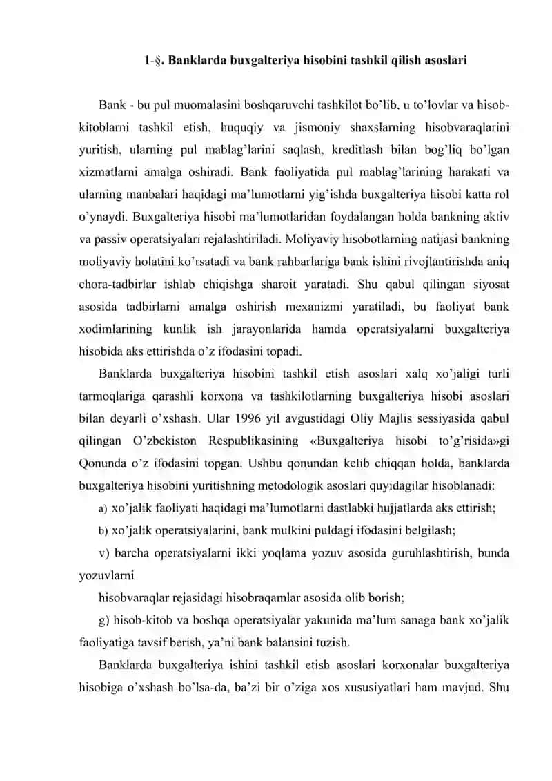 Banklarda buxgalteriya hisobini tashkil qilish asoslar 2