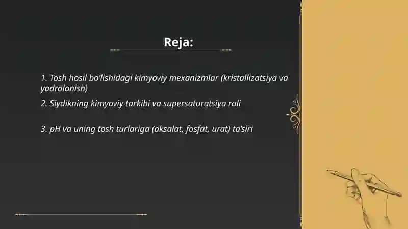 Tosh kasalliklarining kimyoviy asoslari 2