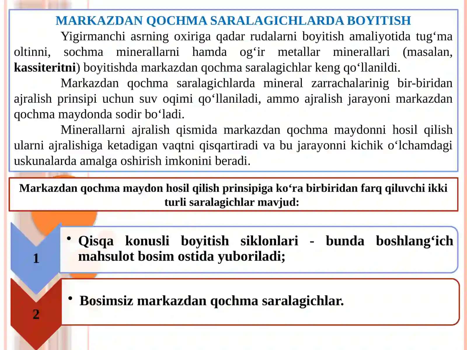 Separatorlarda Boyitish 2