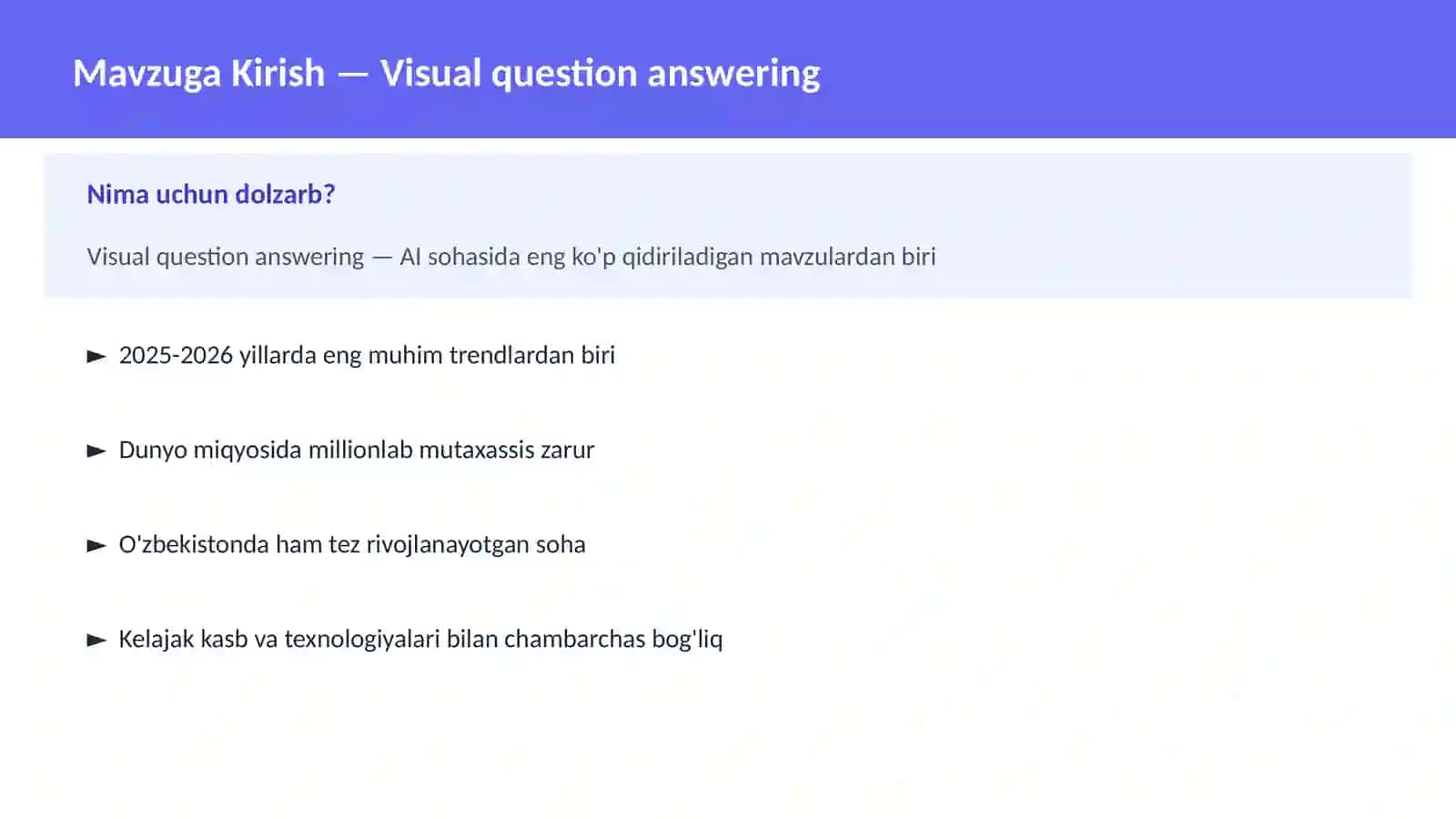 Visual question answering 2