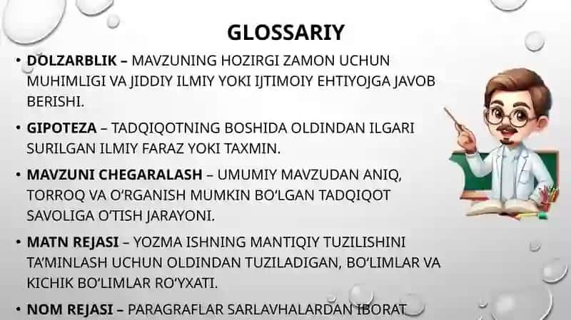 Mavzu tanlash va reja tuzish 2