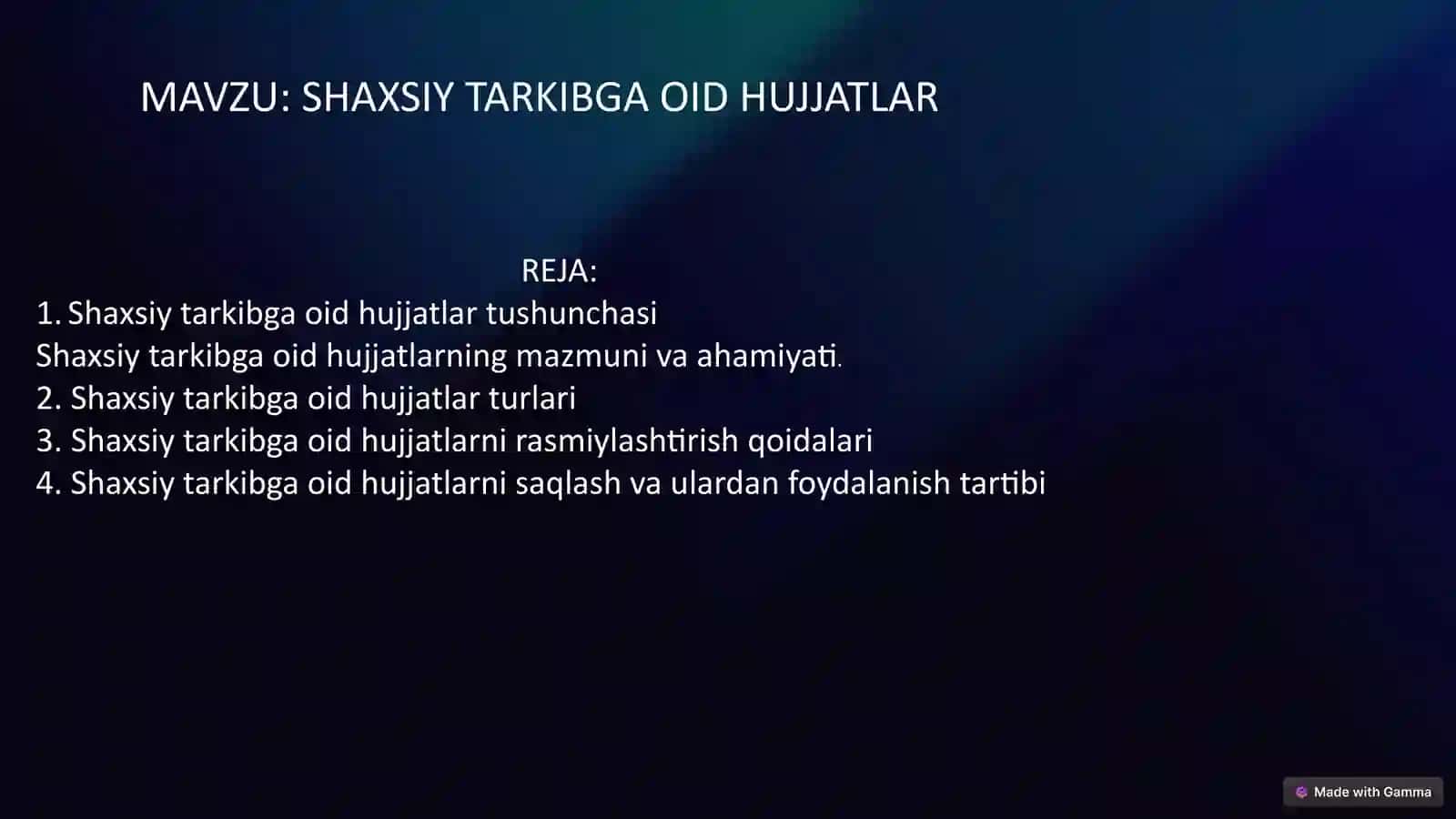 SHAXSIY TARKIBGA OID HUJJATLAR 2