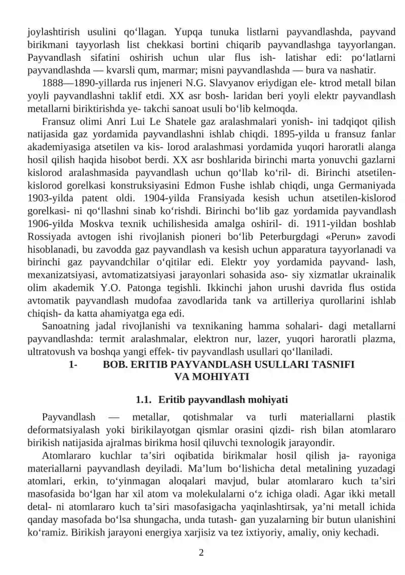 Payvandlash usullari va jihozlari 2