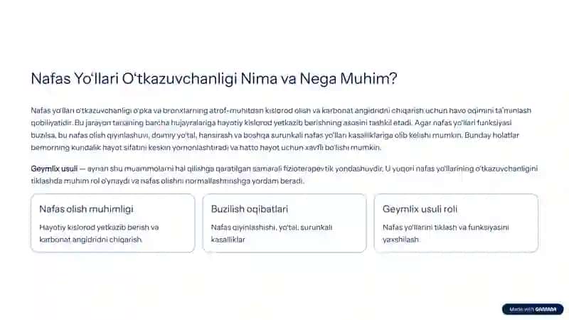 Yuqori nafas yo‘llari o‘tkazuvchanligini tiklash (Geymlix usuli) 2
