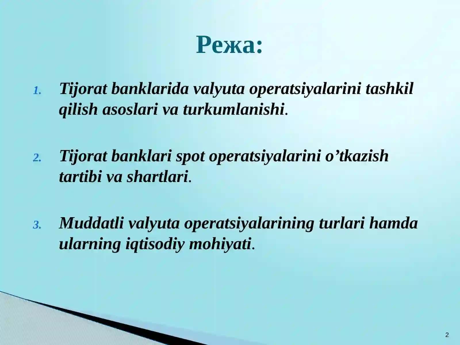 Tijorat banklari valyuta operatsiyalari 2