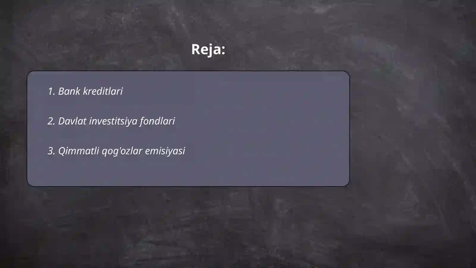 Investitsiya Loyihalarini moliyalashtirish manbalari 2