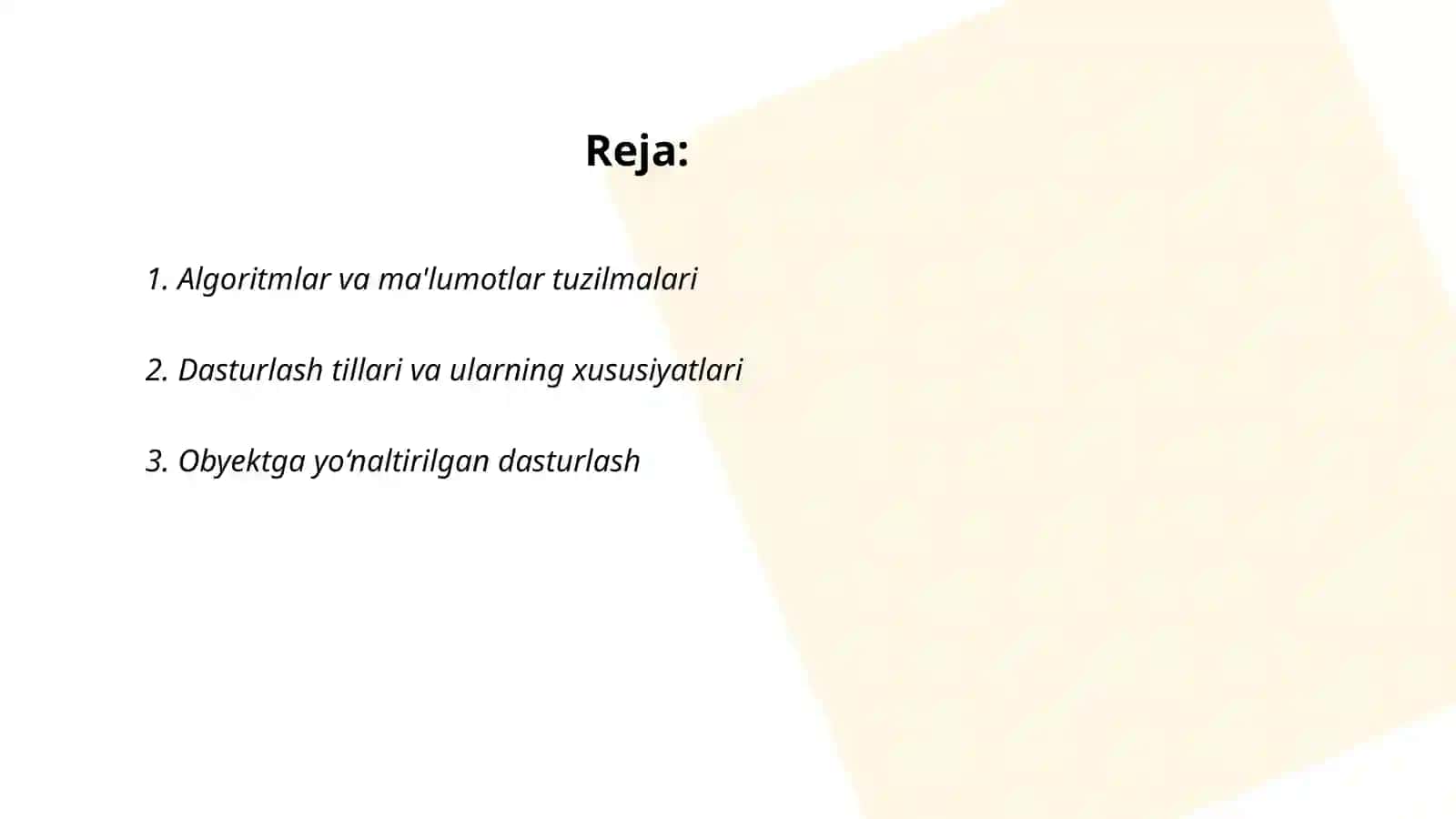 Algoritmlar va ma'lumotlar tuzilmalari 2