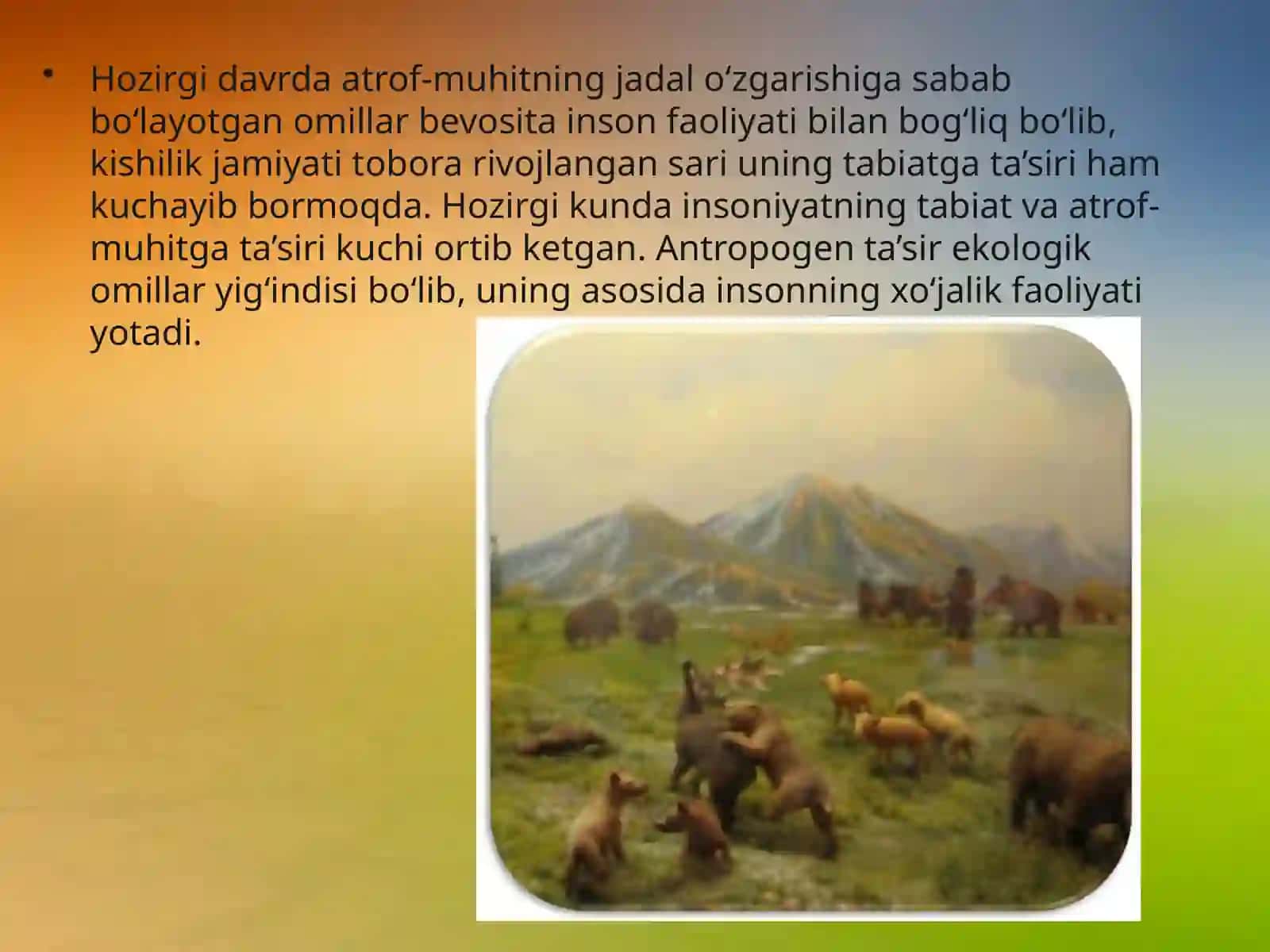 11-sinf Biologiya dars ishlanma. Antropogen omillar 2