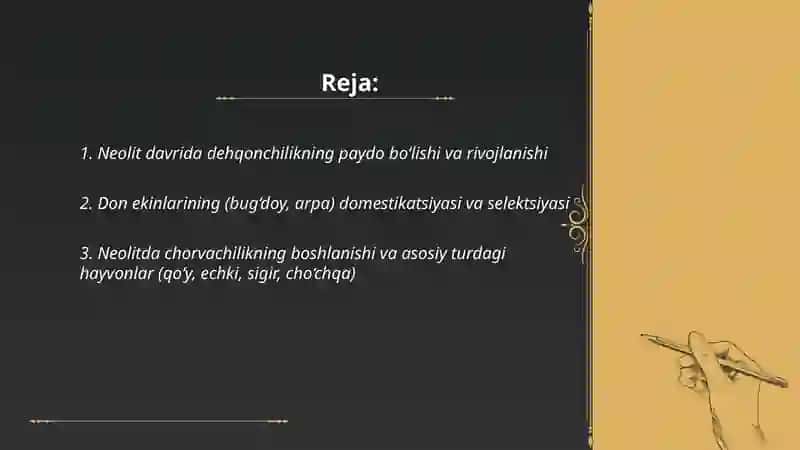 Neolit davrida chorvachilik va dehqonchilik 2