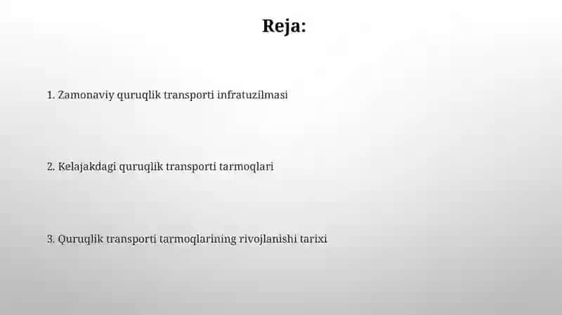Quruqlik transporti tarmoqlarining rivojlanishi 2