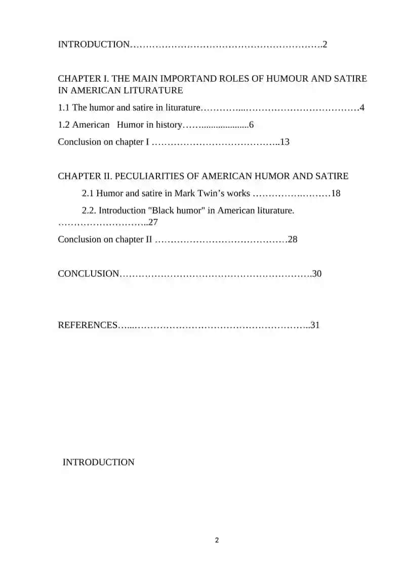 Course Work on The Role of Humor and Satire in American Literature 2