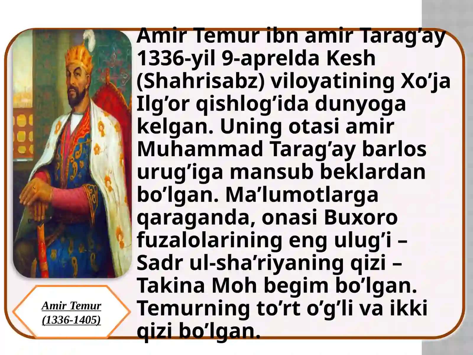 Amir Temurning ma`naviy jasorati 2