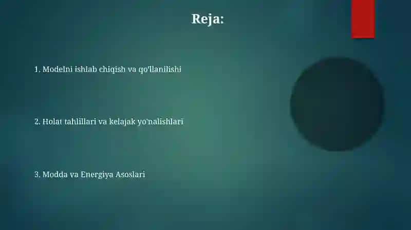 Modda va energiya muvozanatining modeli 2
