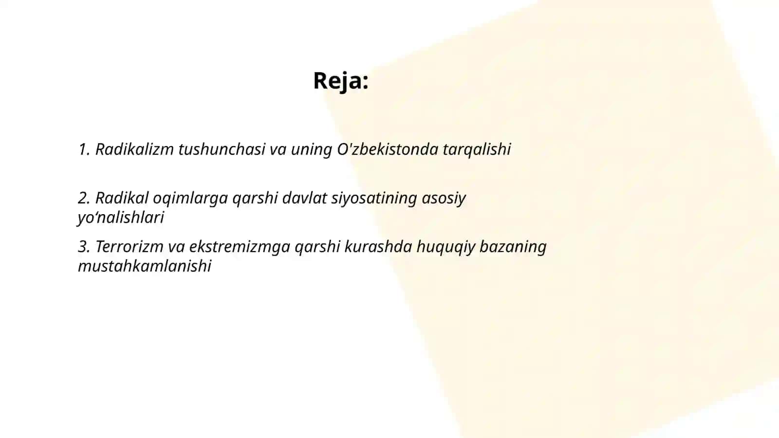 O'zbekiston davlat siyosatida radikal oqimlarga qarshi kurashning yo'nalishlari 2