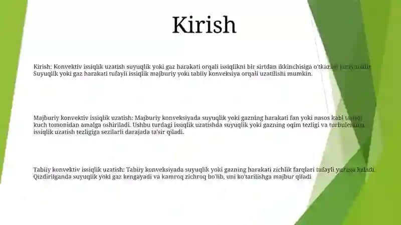Konvektiv Issiqlik Almashinuvi 2