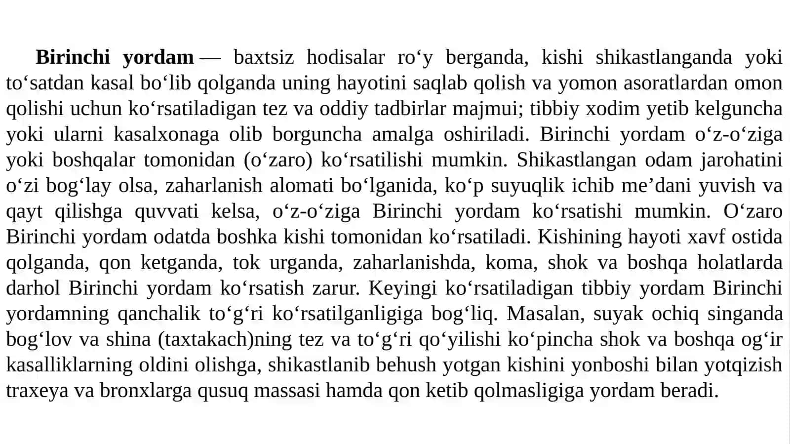 Birinchi Tibbiy Yordam Ko'rsatish 2