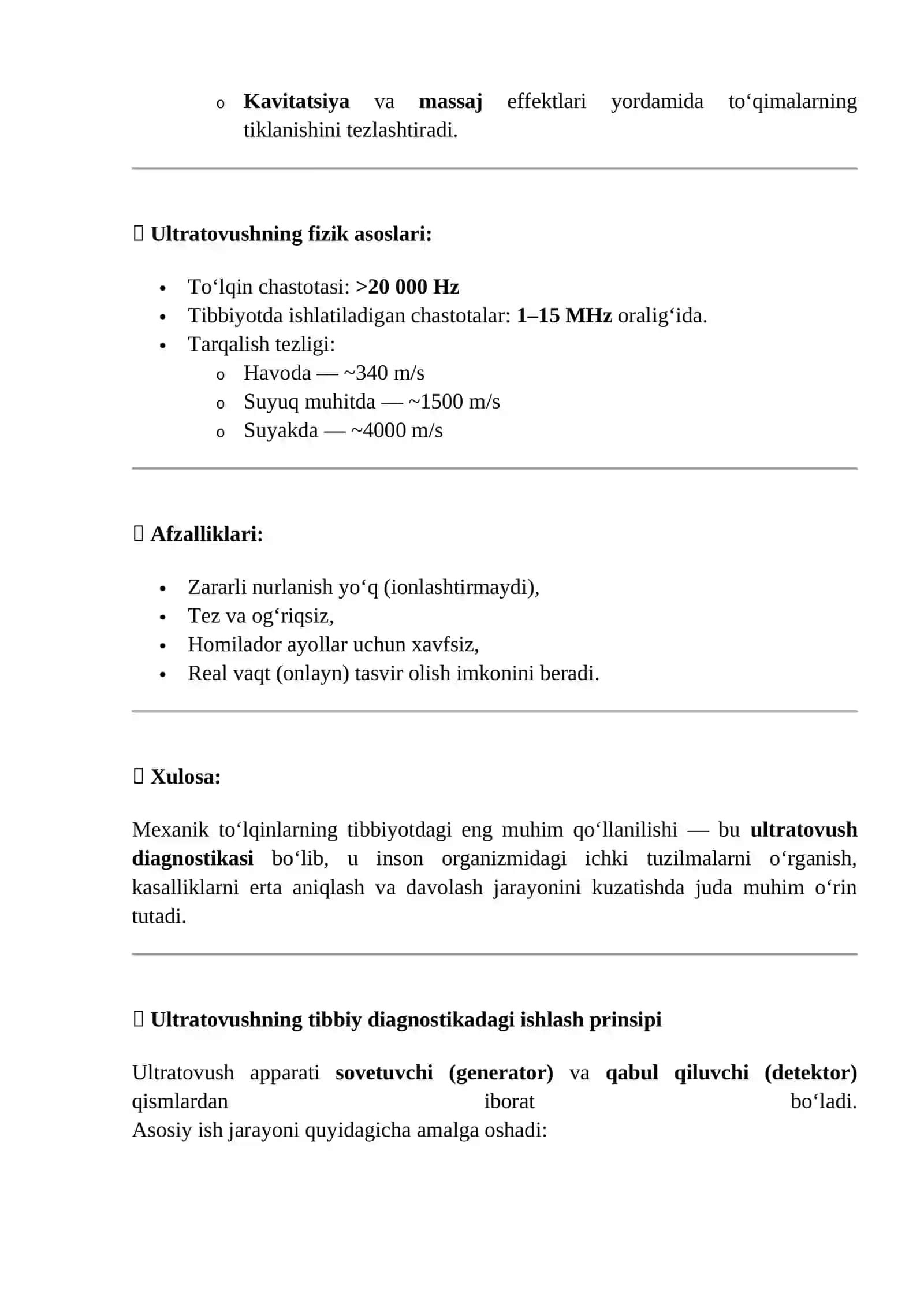 Mexanik to‘lqinlar (tibbiyotda ultratovush) 2