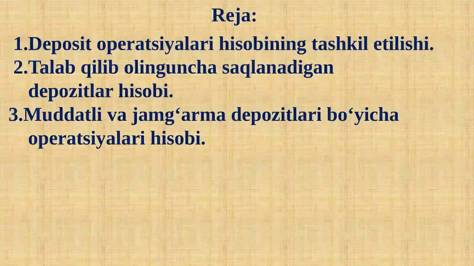 Deposit operatsiyalari hisobi 2