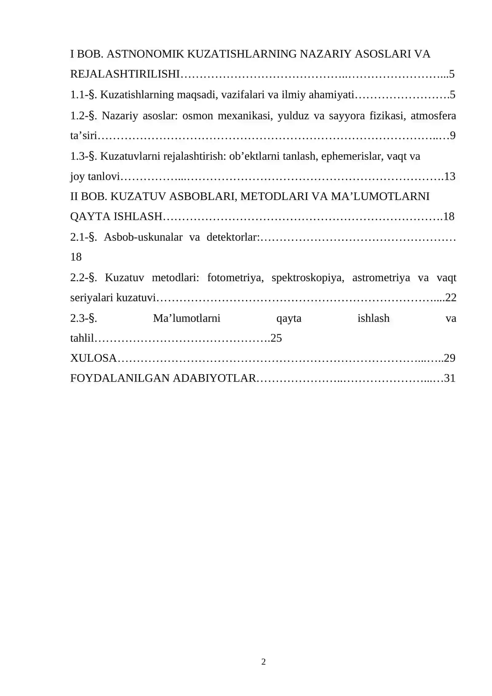 ASTRANOMIK KUZARTUVLARNI TASHKIL ETISH METODIKASI 2