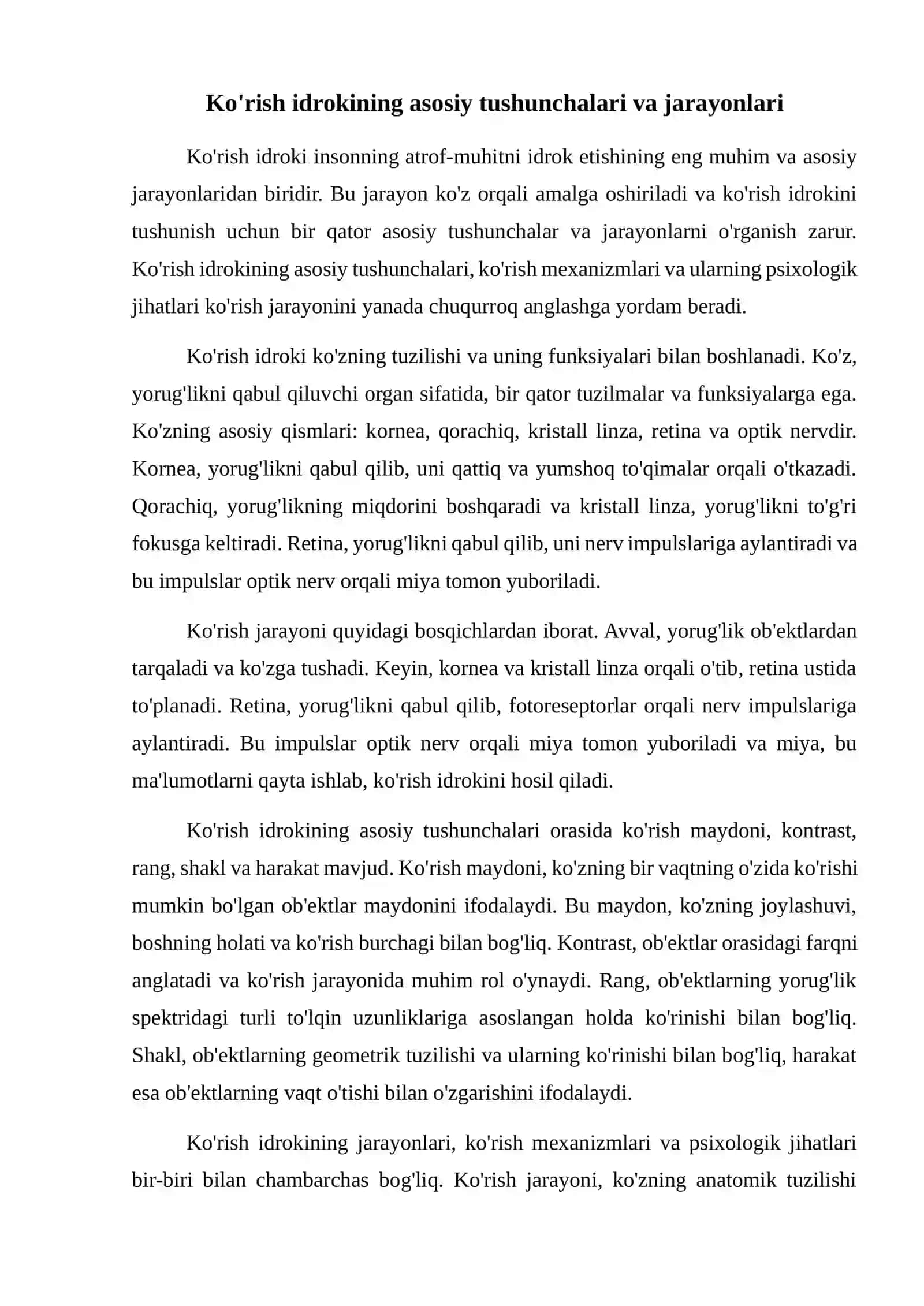 Ko'rib idrok qilish hususiyatlari. Ko'rish zehni 2