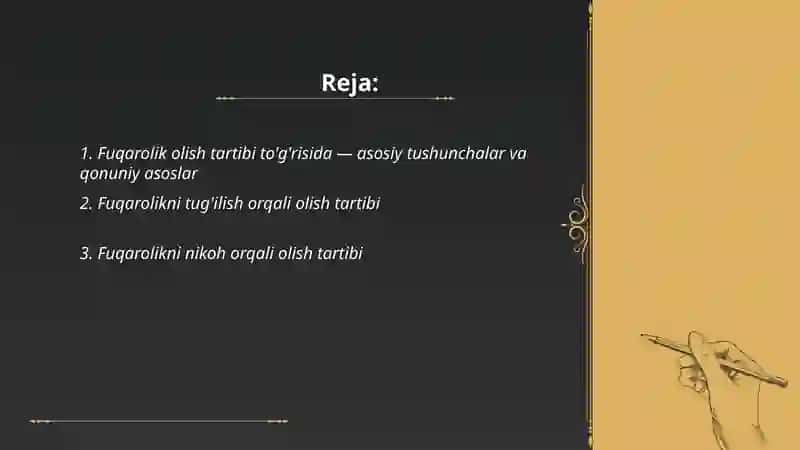 Fuqarolik olish tartibi to'g'risida 2