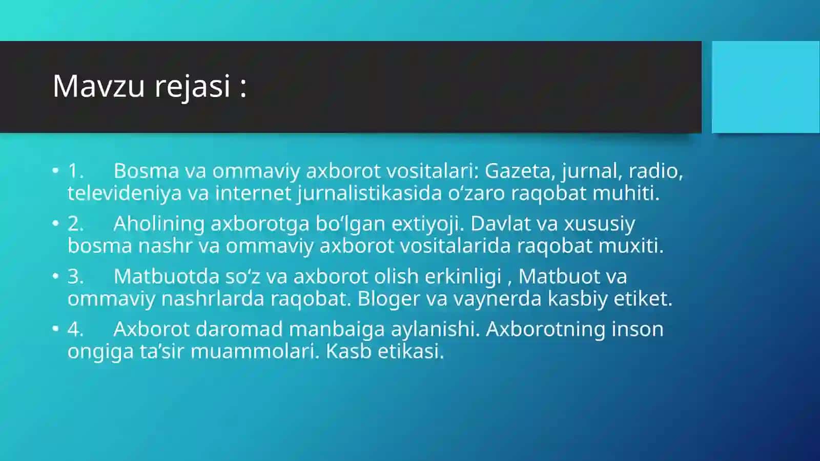 Jahon media va axborot makonida raqobat muhiti 2