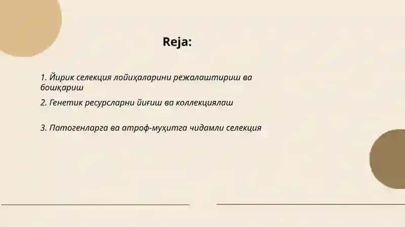 Йирик масштабний селекция ишлари 2