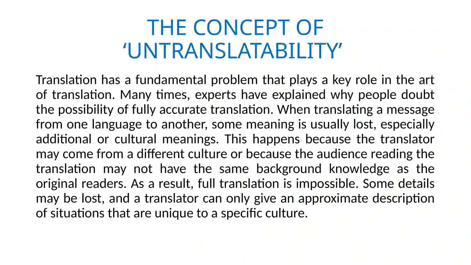 The concept of adequate translation. The problem of translatibility 2