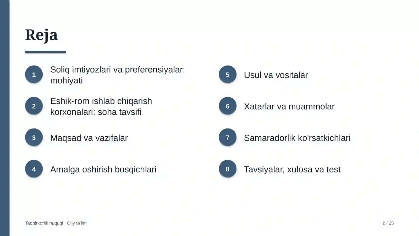 Eshik-rom ishlab chiqarish korxonalarida soliq imtiyozlari va preferensiyalar 2