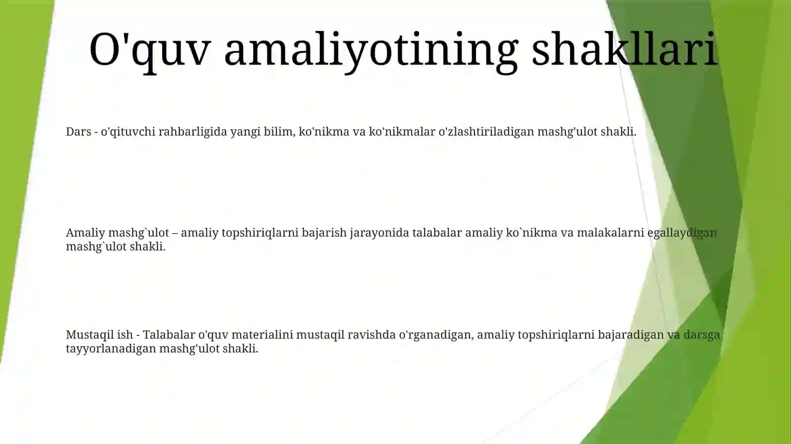 OʻQuv Va Pedagogik Amaliyotini Tashkil Etish Shakllari 2