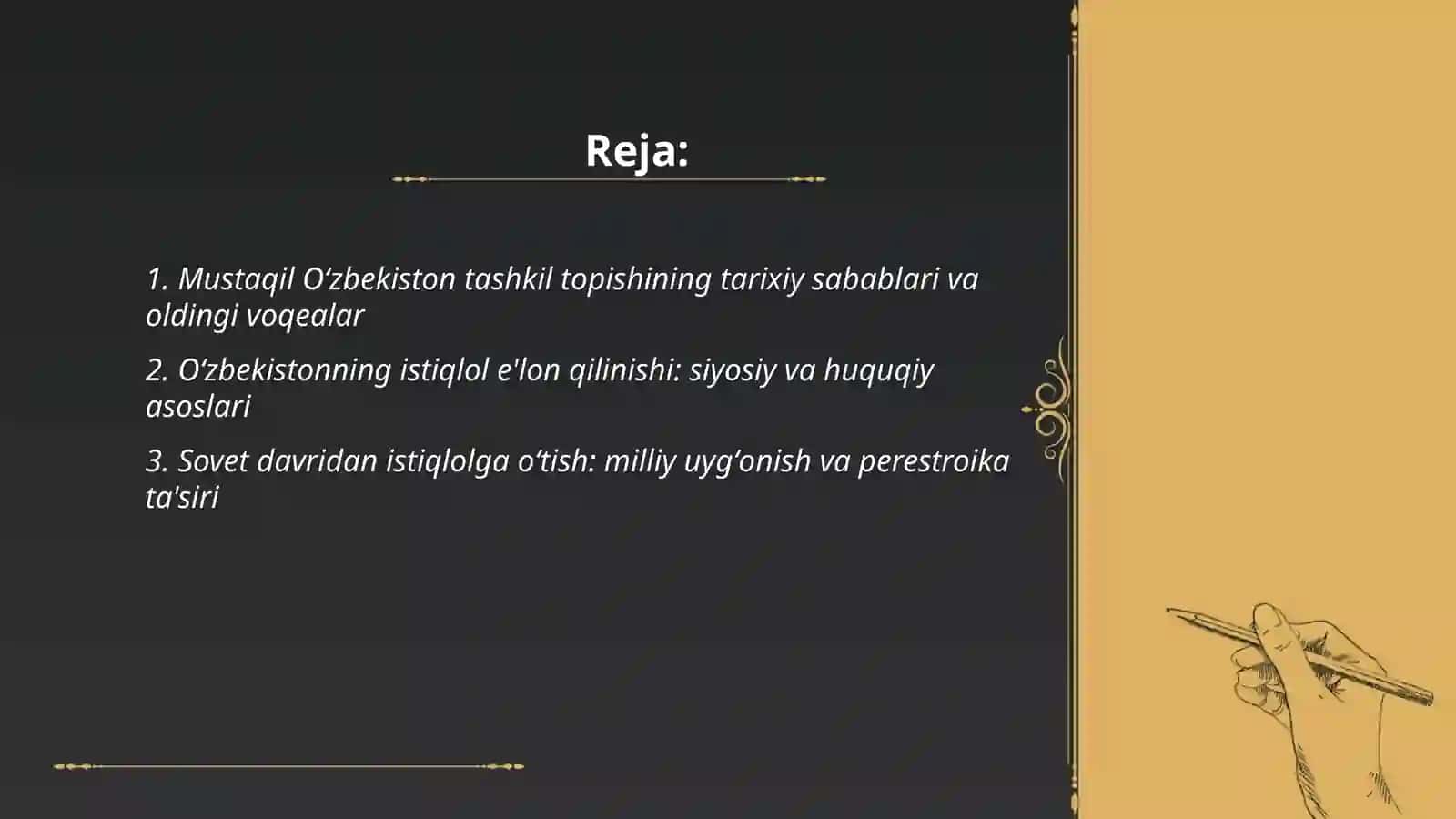 Mustaqil Oʻzbekiston Respublikasi tashkil topishining tarixiy ahamiyati 2