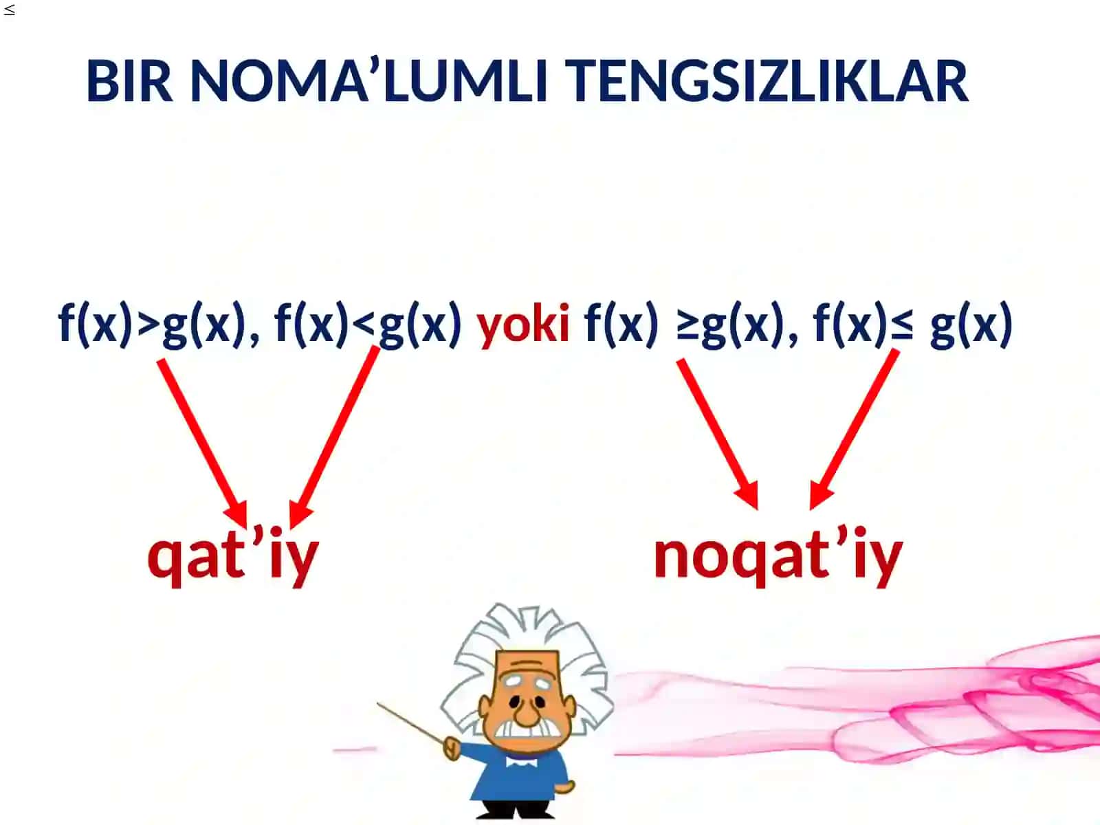 Bir Noma’lumli Tengsizliklar Algebra 8-Sinf 2