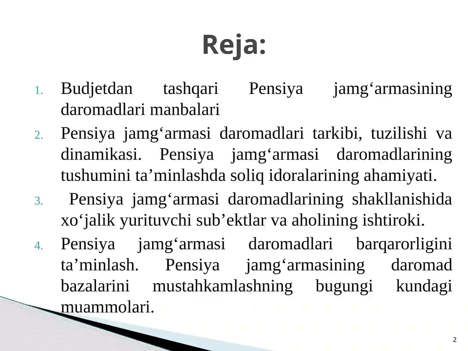 PENSIYA JAMG‘ARMASI DAROMADLARI 2
