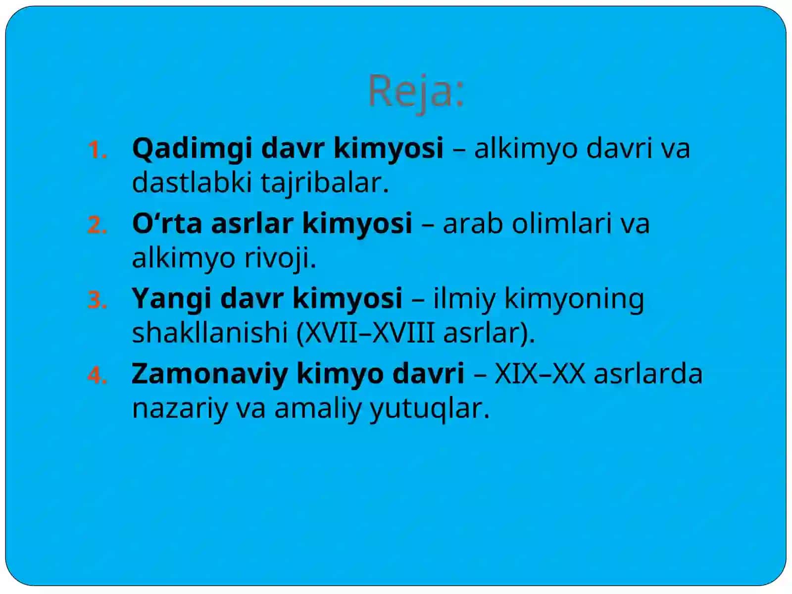 Kimyo tarixini davrlarga bo'linishi 2