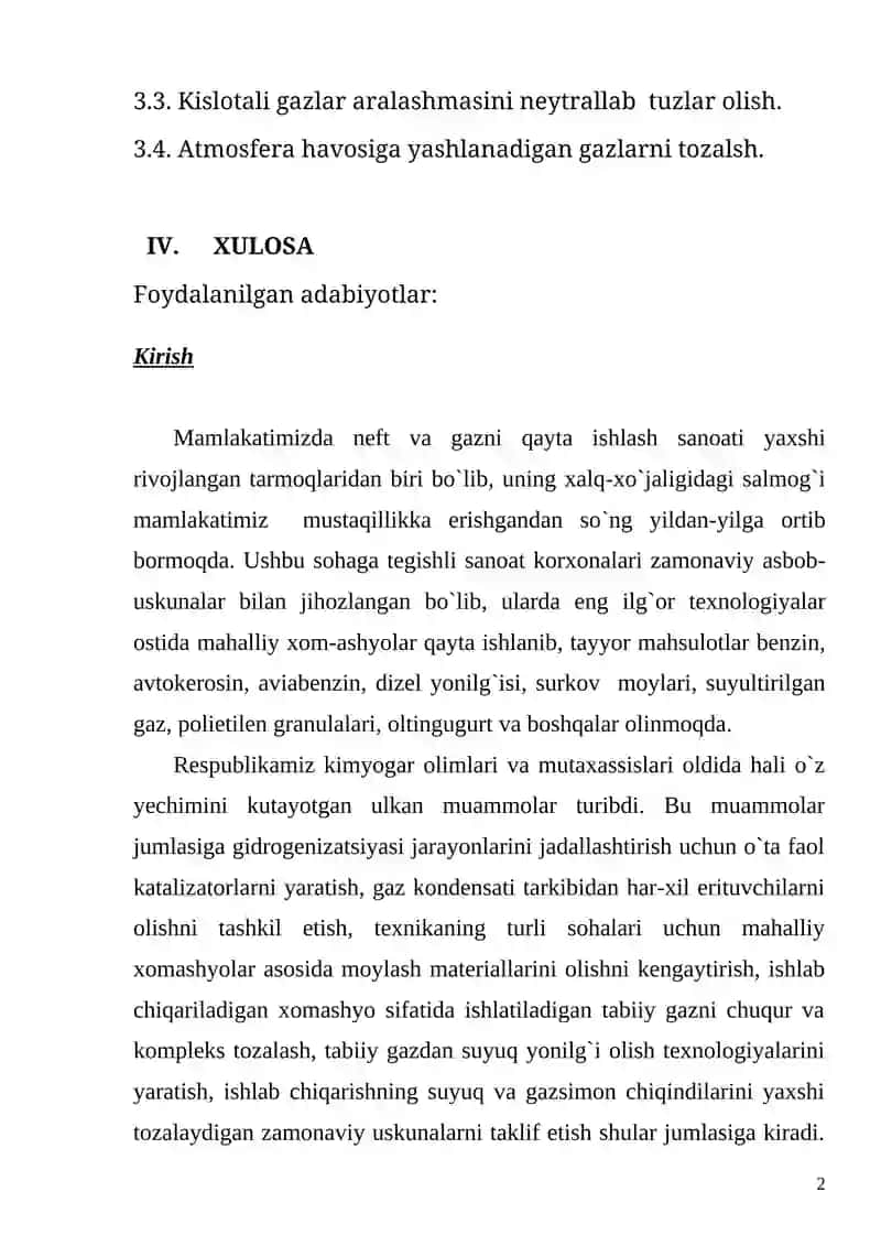 Neft va gazni qayta ishlash sanoati 2