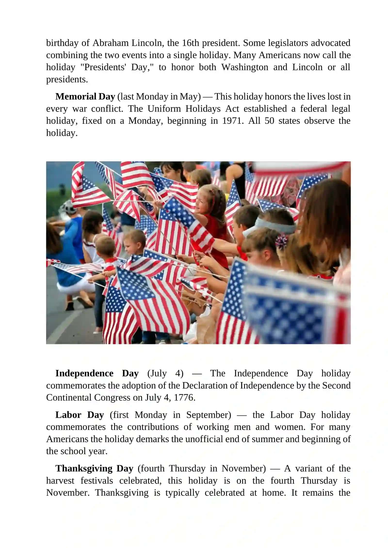AMERICAN HOLIDAYS 2