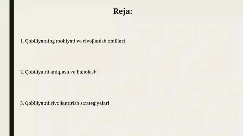 Qobiliyat va uni rivojlanishi 2