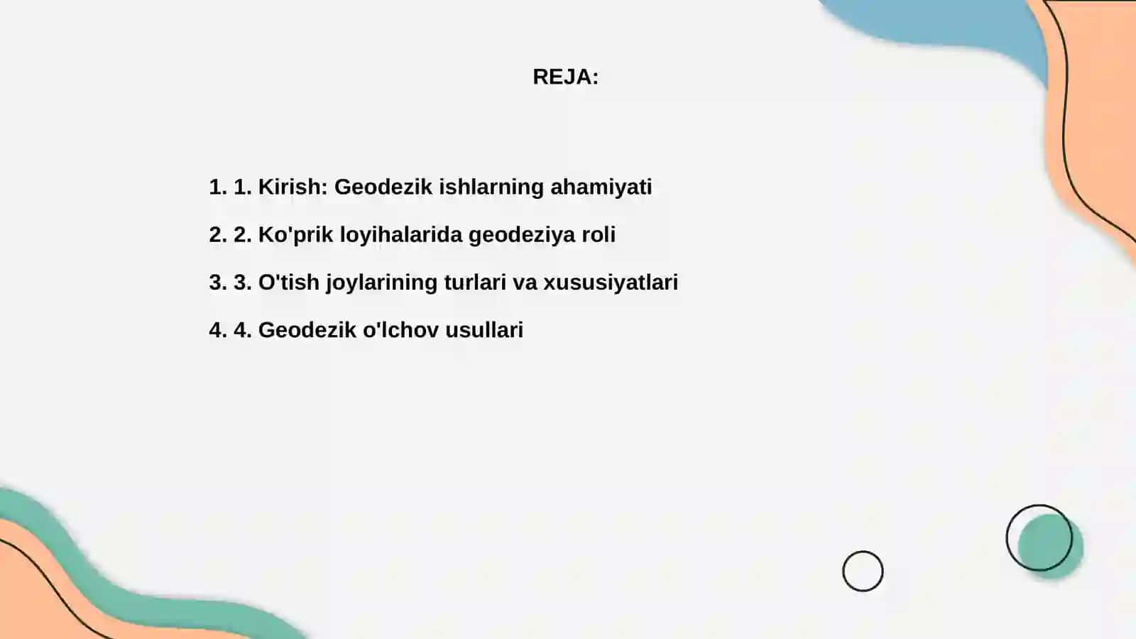 Ko'prik orqali o'tish joylaridagi geodezik ishlar 2