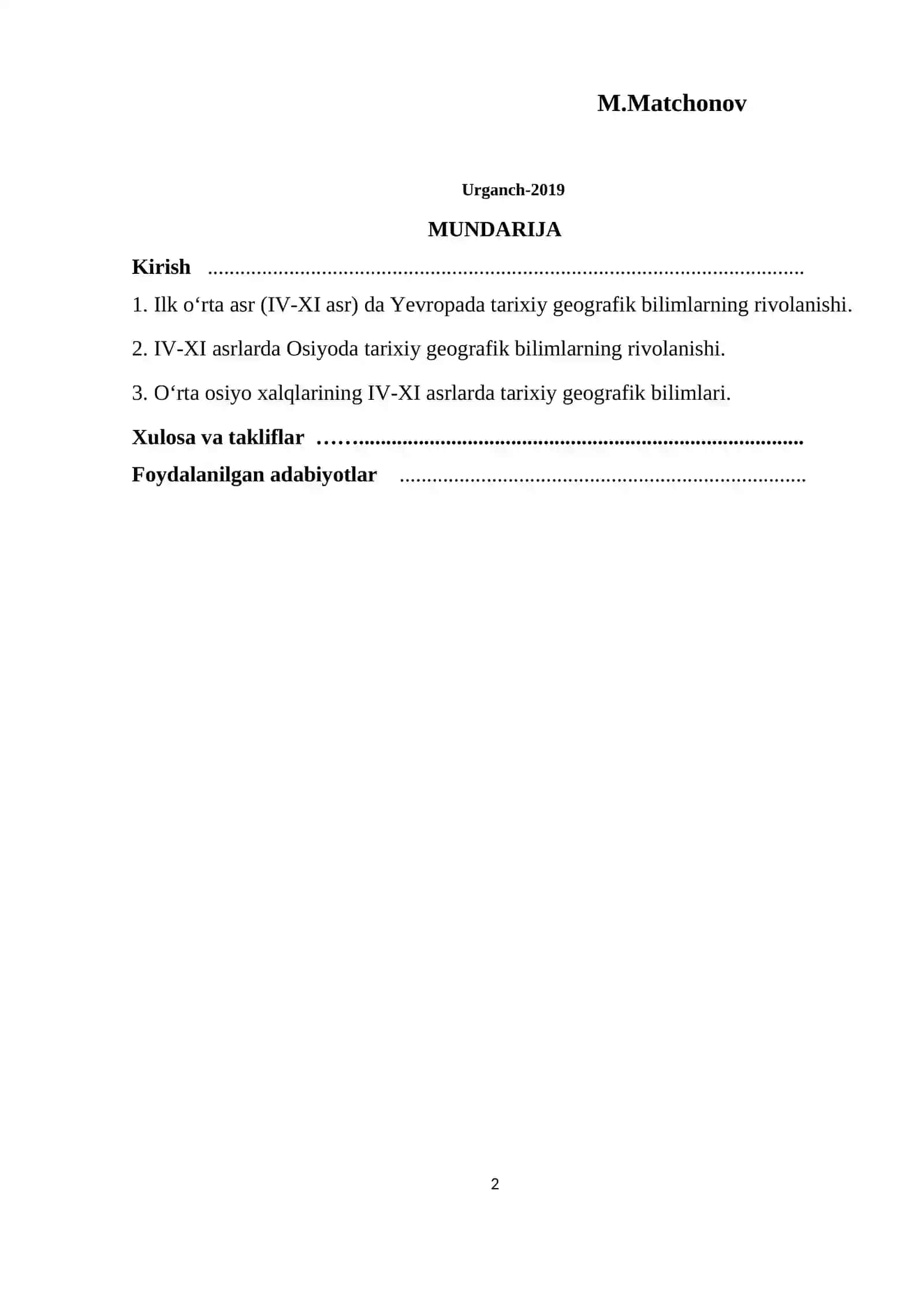 IV-XI asrlarda geografiyaning rivojlanishi 2