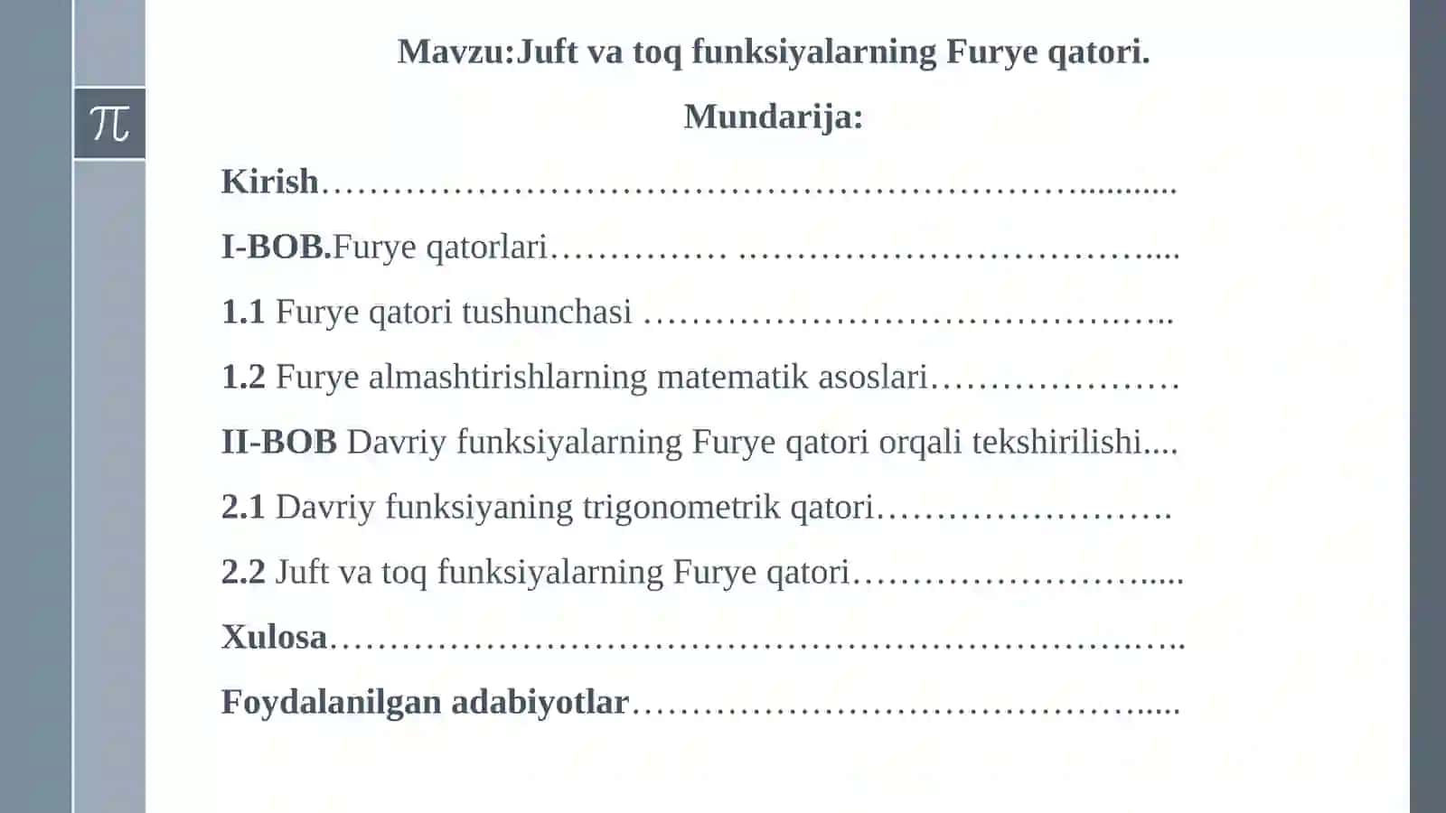Juftvatoqfunksiyalarning Furyeqatori 2