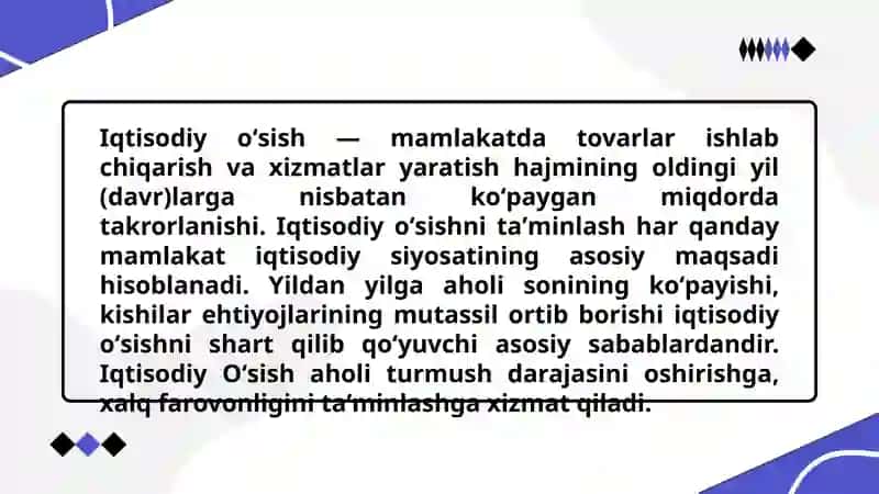 IQTISODIY O’SISH VA UNING OMILLARI 2