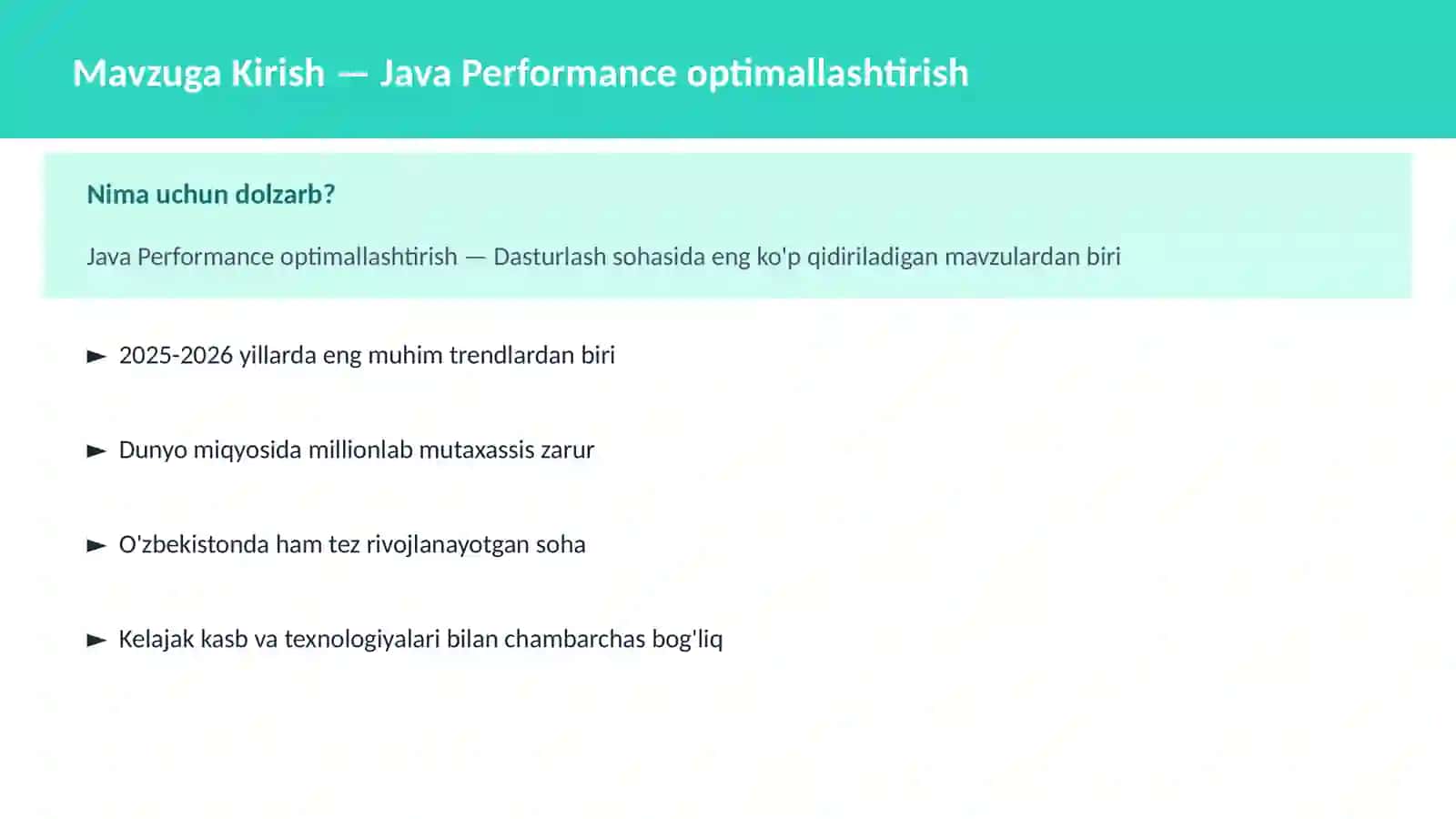 Java Performance optimallashtirish 2