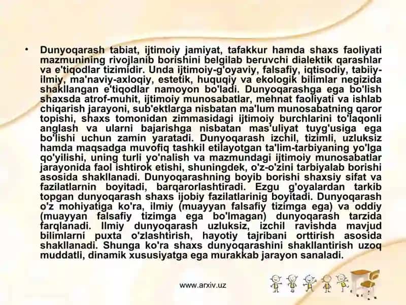 Dunyoqarashini shakllantirish 2